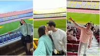 Luciana Fuster y Patricio Parodi se emocionaron al conocer el estadio Camp Nou en Barcelona