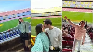 Luciana Fuster y Patricio Parodi se emocionaron al conocer el estadio Camp Nou en Barcelona