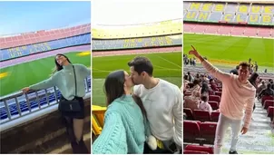 Luciana Fuster y Patricio Parodi se emocionaron al conocer el estadio Camp Nou en Barcelona