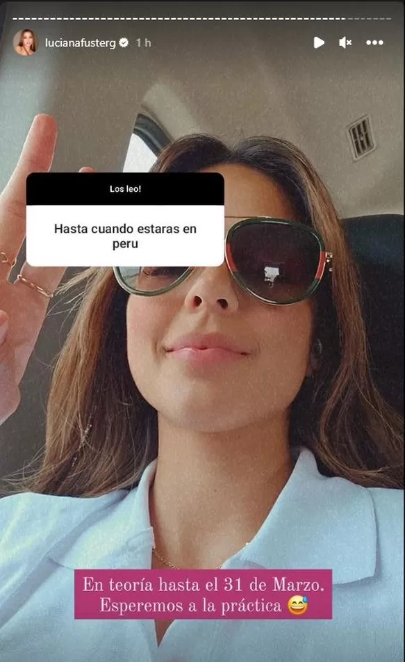 Luciana Fuster confirmó que se queda en el Perú hasta el 31 de marzo/Foto: instagram