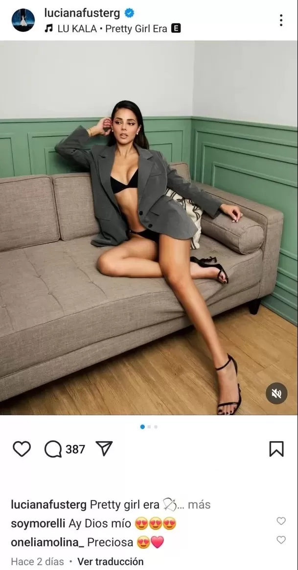 Juan Morelli se derritió ante sensual publicación de Luciana Fuster. Fuente: Instagram