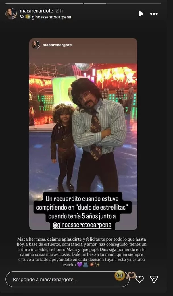 Según comentó la actriz, tenía apenas cinco años cuando se presentó en aquel programa que marcó una época en la televisión juvenil. Foto: Instagram @macarenargote Según comentó la actriz, tenía apenas cinco años cuando se presentó en aquel programa que marcó una época en la televisión juvenil. Foto: Instagram @macarenargote
