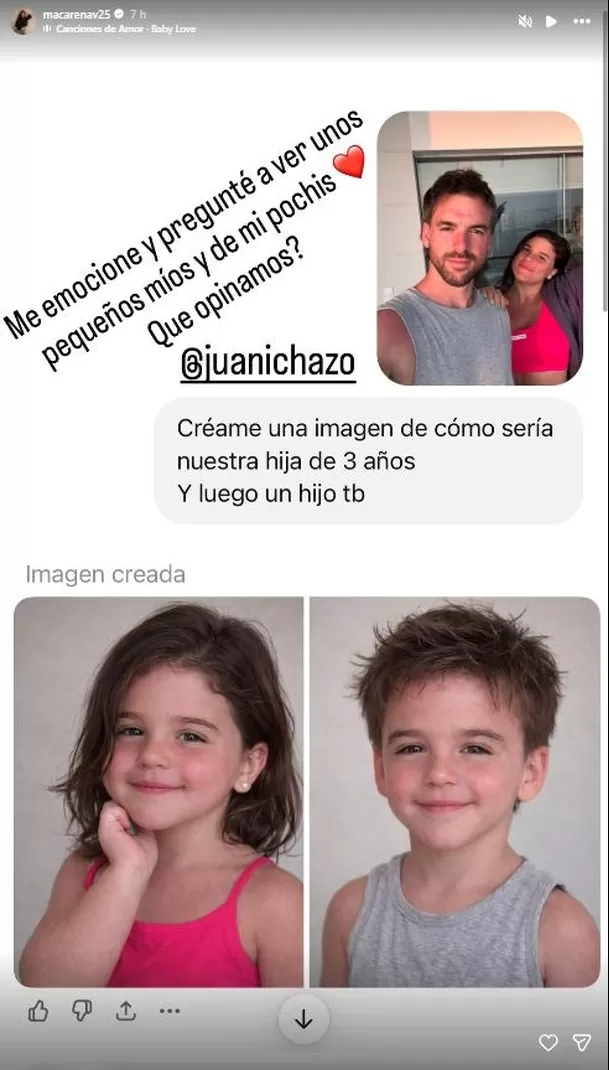 Macarena Vélez se conmovió al ver cómo lucirían sus hijos con Juan Ichazo / Instagram