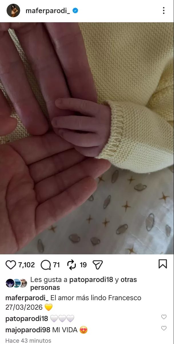 Mafer Parodi se convirtió en madre y así reaccionó su hermano Patricio / Instagram Mafer Parodi se convirtió en madre y así reaccionó su hermano Patricio / Instagram