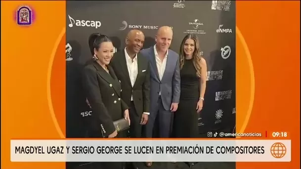 Magdyel Ugaz acompañó a Sergio George en Miami donde el productor fue al Salón de la Fama de Compositores/ América TV Magdyel Ugaz acompañó a Sergio George en Miami donde el productor fue al Salón de la Fama de Compositores/ América TV