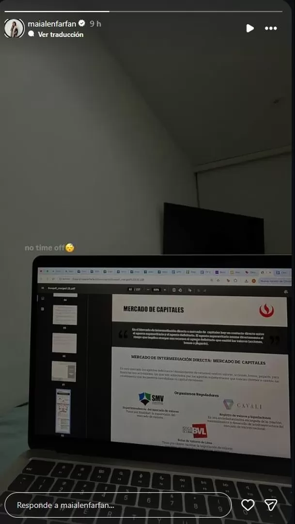 Maialen Farfán demostró en su cuenta de Instagram que combina sus responsabilidades universitarias con su labor en la marca MDRE. Foto: Instagram Maialen Farfán demostró en su cuenta de Instagram que combina sus responsabilidades universitarias con su labor en la marca MDRE. Foto: Instagram