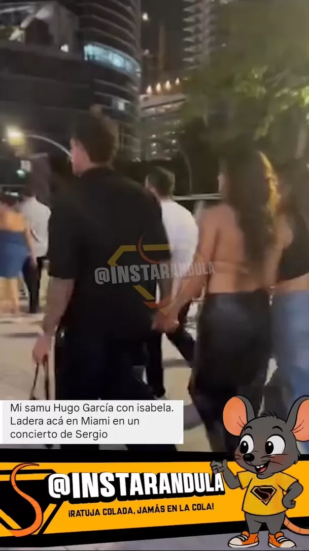 Hugo García e Isabella Ladera de la mano por Miami /  Instarandula 