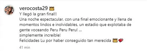 Verónica Costa felicita a Luciana Fuster por ganar el 'Miss Grand International 2023'. Foto: Instagram Verónica Costa felicita a Luciana Fuster por ganar el 'Miss Grand International 2023'. Foto: Instagram