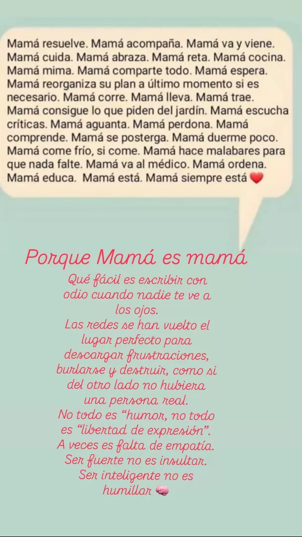 Mamá de Peña se pronuncia tras testimonio de víctima/ Captura Instagram Mamá de Peña se pronuncia tras testimonio de víctima/ Captura Instagram
