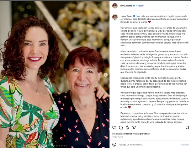 Virna Flores conmueve al pedir ayuda para su mamá delicada de salud. Video: Instagram Virna Flores conmueve al pedir ayuda para su mamá delicada de salud. Video: Instagram