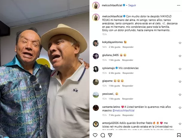 Melcochita despide a Manolo Rojas / Instagram