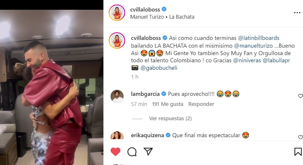 Manuel Turizo bailó La Bachata con Carmen Villalobos después de los Latin Billboard 2022