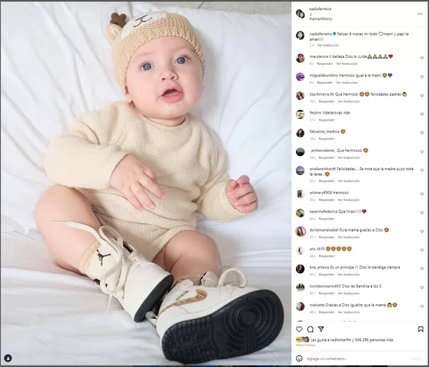 Publicación de Nadia Ferreira y Marc Anthony en redes sociales. Fuente: Instagram Publicación de Nadia Ferreira y Marc Anthony en redes sociales. Fuente: Instagram