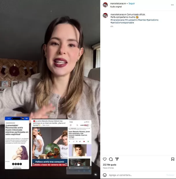 Marcela Alcaraz reaparece y desmiente su muerte en un retiro espiritual. Fuente: Instagram