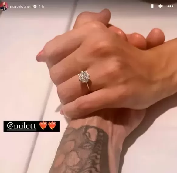 El anillo que le regaló Marcelo Tinelli a Milett Figueroa / Instagram