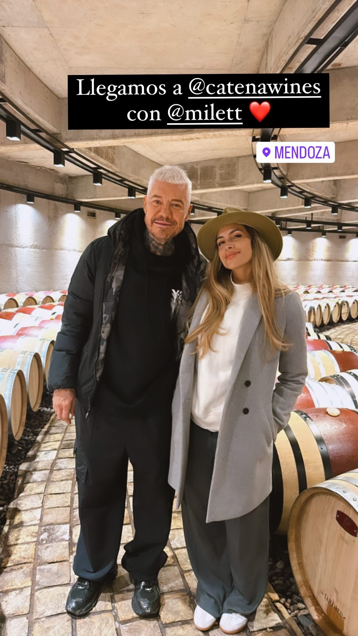 Marcelo Tinelli y Milett Figueroa visitaron bodega de vinos en Mendoza. Fuente: Instagram