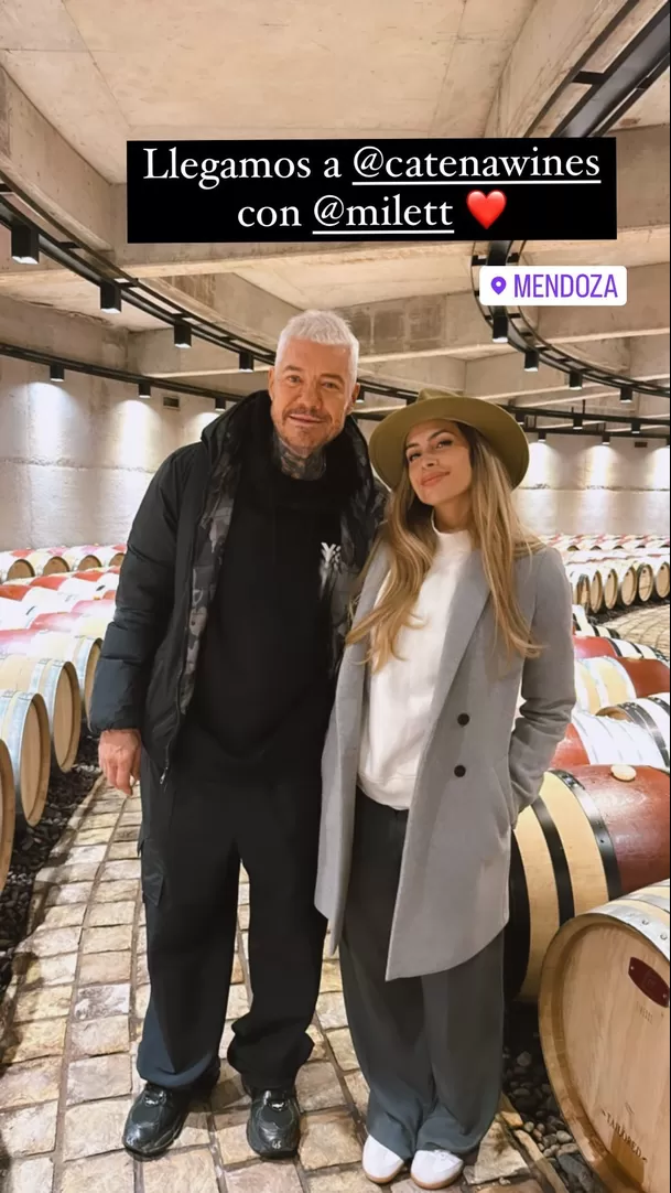 Marcelo Tinelli y Milett Figueroa visitaron bodega de vinos en Mendoza. Fuente: Instagram Marcelo Tinelli y Milett Figueroa visitaron bodega de vinos en Mendoza. Fuente: Instagram