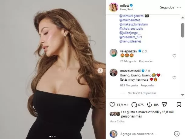 Marcelo Tinelli dejó piropo a Milett Figueroa / IG: milett