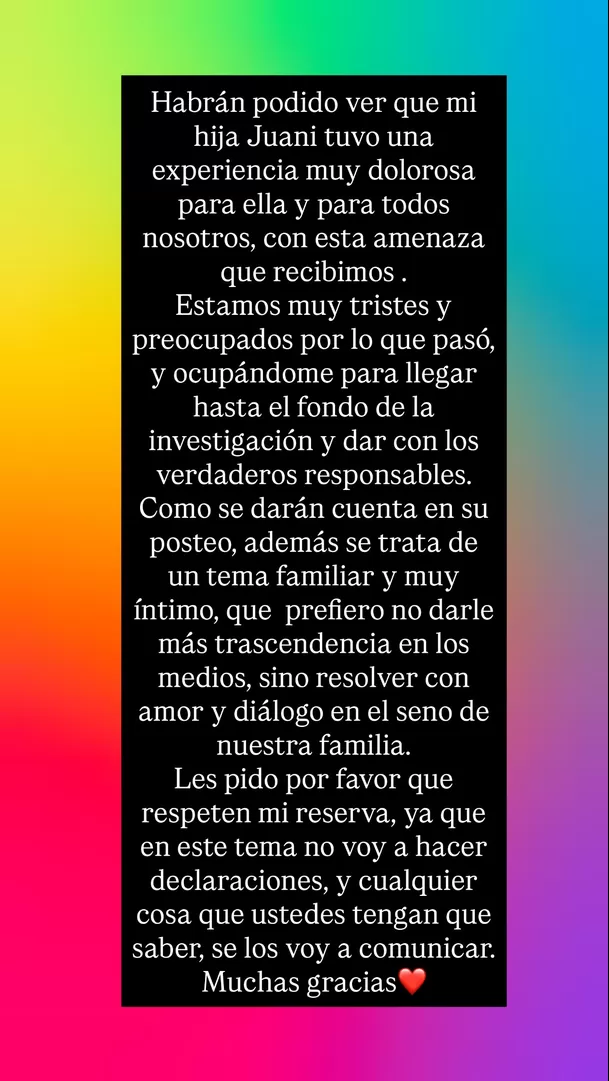 Comunicado de Marcelo Tinelli/ Instagram Comunicado de Marcelo Tinelli/ Instagram