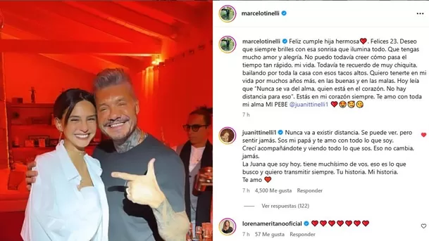 Marcelo Tinelli le dedica mensaje de cumpleaños a Juanita y ella responde con amoroso mensaje / Instagram Marcelo Tinelli le dedica mensaje de cumpleaños a Juanita y ella responde con amoroso mensaje / Instagram