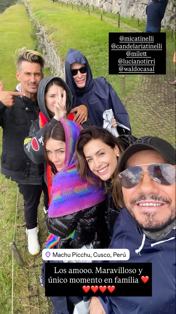 Marcelo Tinelli con su familia y Milett Figueroa en Machu Picchu / Instagram