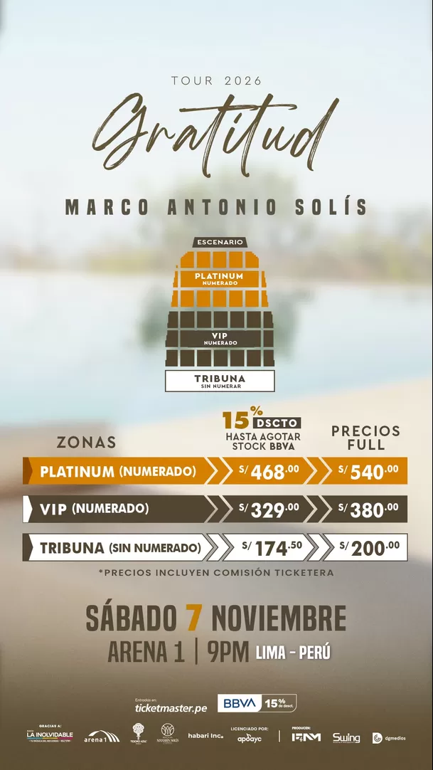 Precios de las entradas para el concierto de Marco Antonio Solís en Lima / Instagram