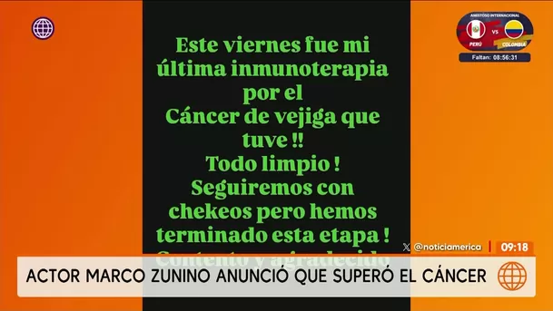  Marco Zunino anuncia que superó el cáncer  / IG: @marcozunino_of