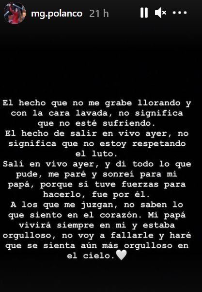 María Grazia Polanco responde a críticas por cantar en El Artista del Año tras muerte de su padre