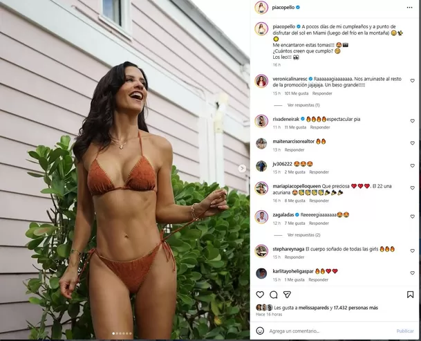María Pía Copello compartió imágenes en un sexy bikini antes de cumplir años . Foto: Instagram