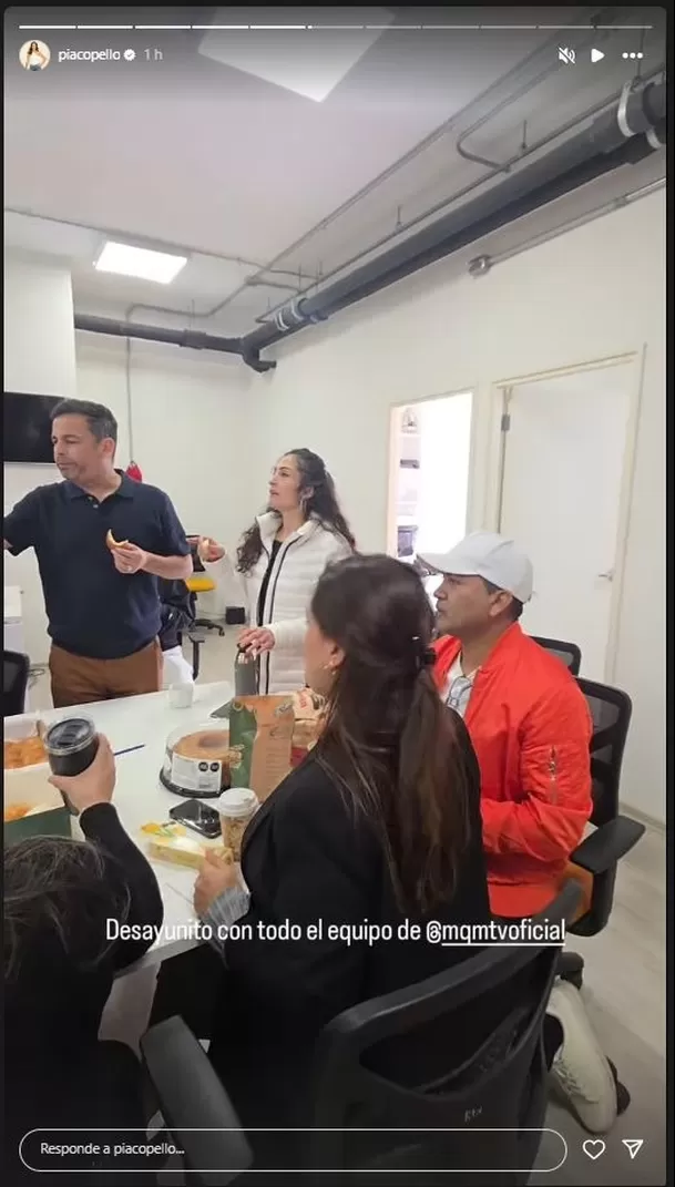 María Pía Copello desayunó junto al equipo de 'Mande quien mande'. Foto: Instagram