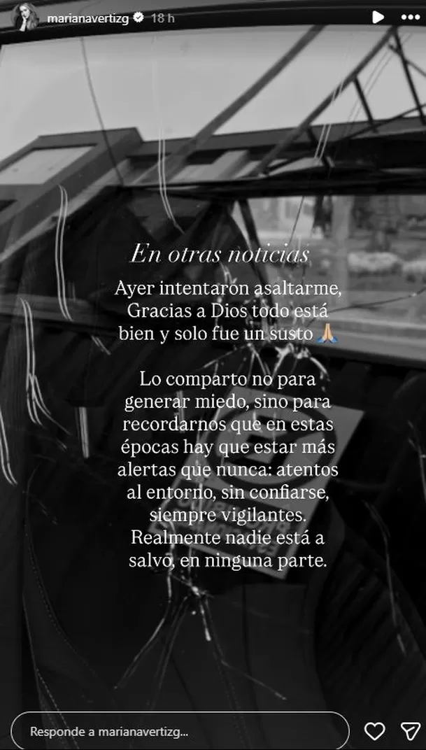 Mariana Vértiz sufrió intento de robo / Instagram Mariana Vértiz sufrió intento de robo / Instagram