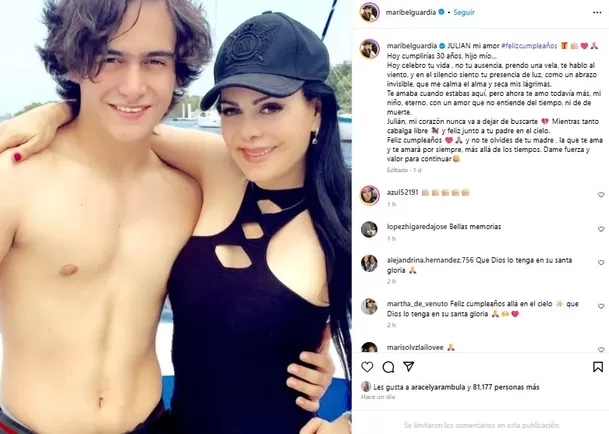 Mensaje de Maribel Guardia a su fallecido hijo por su cumpleaños. Fuente: Instagram