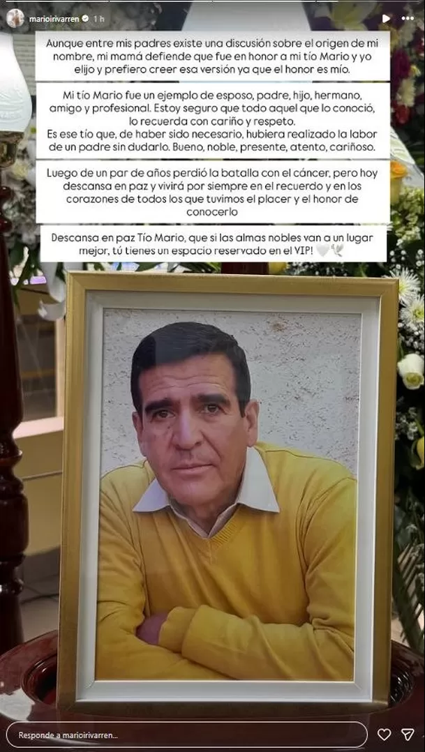 Mario Irivarren llora la muerte de un pilar de su familia y le dedica conmovedor adiós / IG: marioirivarren Mario Irivarren llora la muerte de un pilar de su familia y le dedica conmovedor adiós / IG: marioirivarren