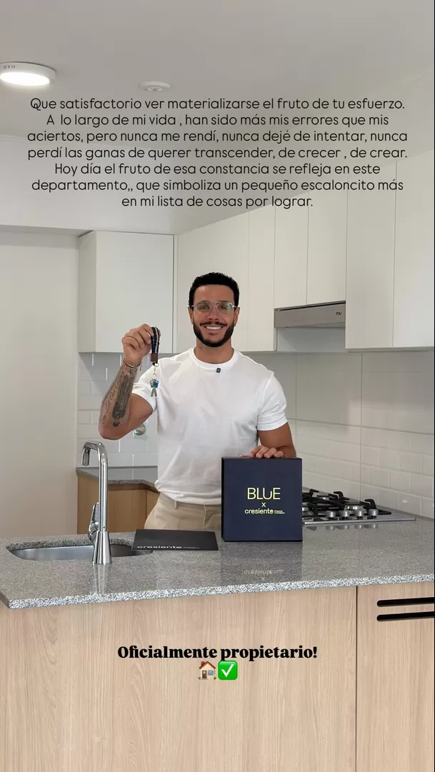 Mario Irivarren recibió las llaves de su primer departamento / IG: marioirivarren