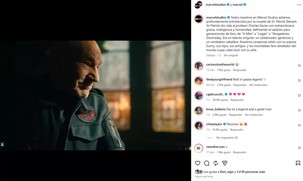 Marvel rinde homenaje a Patrick Stewart tras su muerte/ Captura Marvel rinde homenaje a Patrick Stewart tras su muerte/ Captura