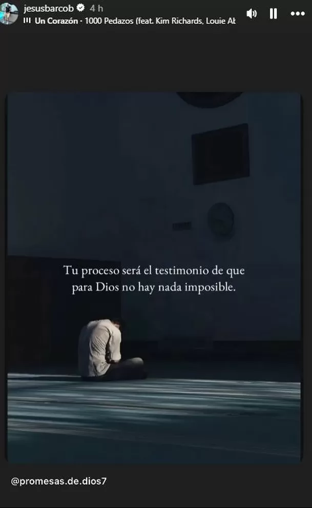 La publicación de Jesús Barco tras anuncio de separación de Melissa Klug / Instagram La publicación de Jesús Barco tras anuncio de separación de Melissa Klug / Instagram