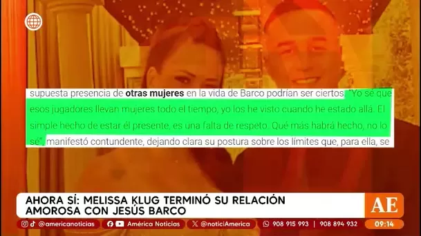Melissa Klug manifestó su incomodidad por el ampay de Jesús Barco / Captura Melissa Klug manifestó su incomodidad por el ampay de Jesús Barco / Captura