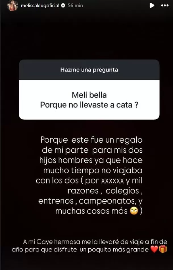 Melissa Klug explicó por qué su hija Cayetana no fue a Cancún / Instagram