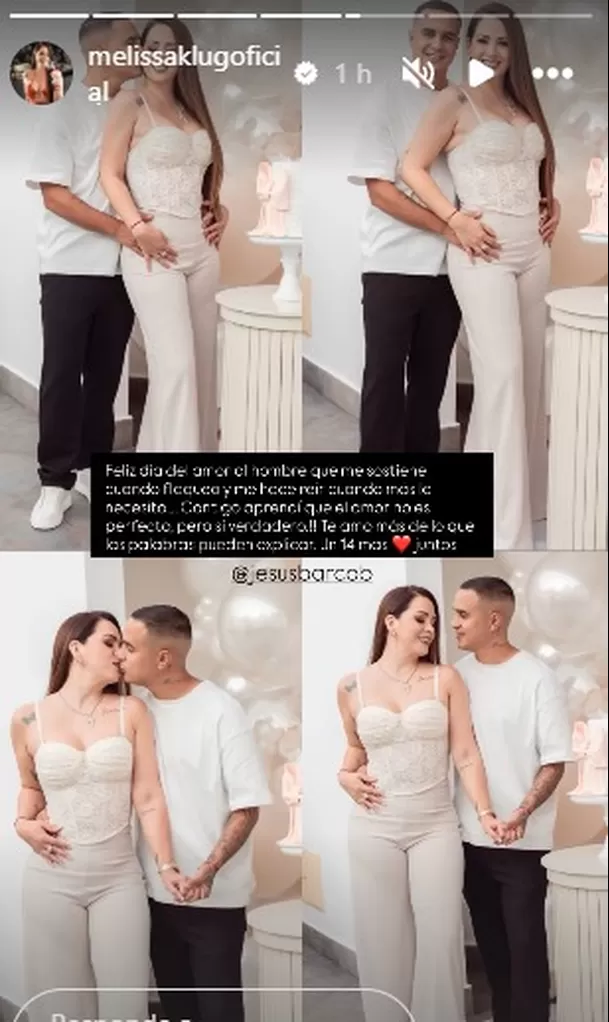 Melissa Klug dedica romántico mensaje a Jesús Barco / Captura Instagram