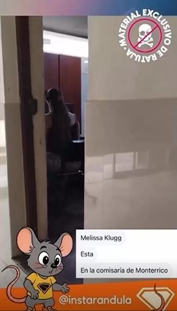 Melissa Klug captada en la comisaría de Monterrico luego de ver el video de la agresión de Bryan Torres contra Samahara Lobatón / Instarandula 