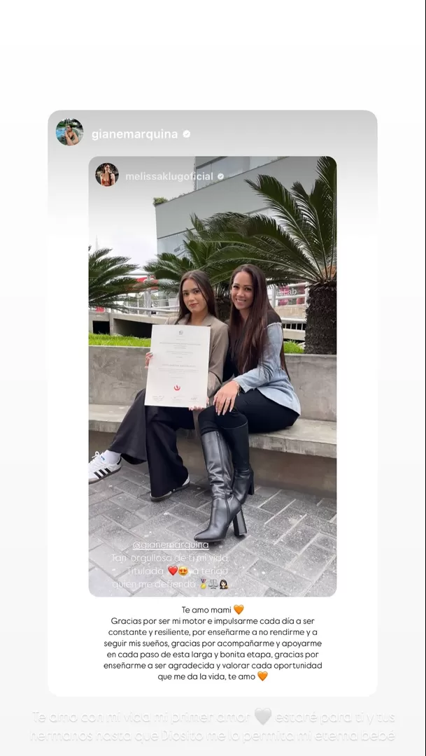 Melissa Klug celebró titulación de su hija Gianella Marquina/Foto: Instagram