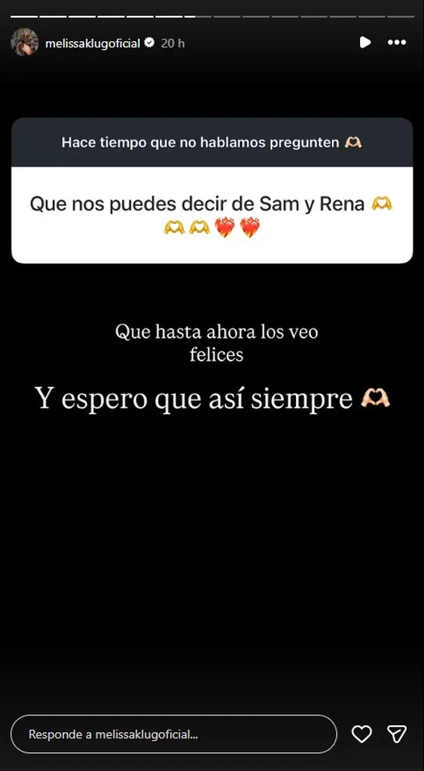 Melissa Klug habla del romance de Samahara y Renato/ Captura Melissa Klug habla del romance de Samahara y Renato/ Captura