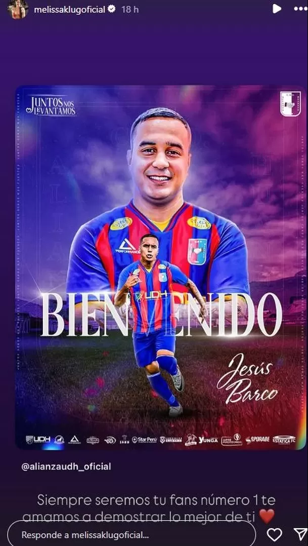 Melissa Klug dedica mensaje a Jesús Barco y niega crisis / Instagram