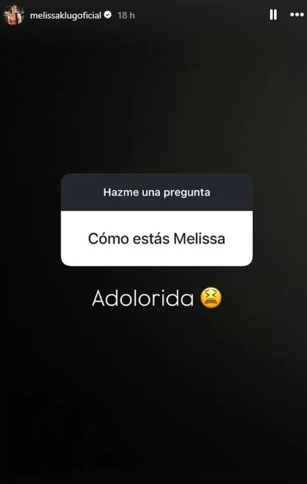 Melissa Klug confesó sentirse adolorida luego de sus operaciones / Instagram Melissa Klug confesó sentirse adolorida luego de sus operaciones / Instagram