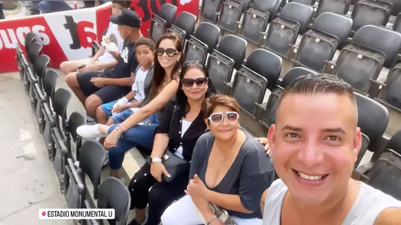 Melissa Klug y los hijos de Jefferson Farfán alentaron a Jesús Barco en el Monumental