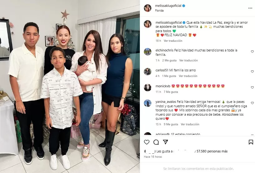 Melissa Klug celebró Navidad en Estados Unidos junto a sus hijos. Fuente: Instagram