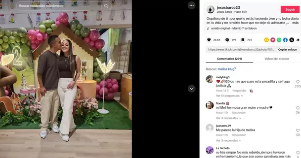 El mensaje de Jesús Barco a Melissa Klug que confirma reconciliación / TikTok