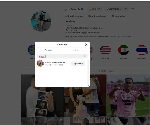 Jesús Barco también dejó de seguir a Melissa Klug en Instagram