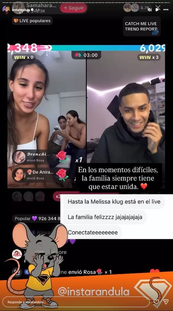 Melissa Klug y Samahara Lobatón se unen a Youna en live de TikTok / Instarandula