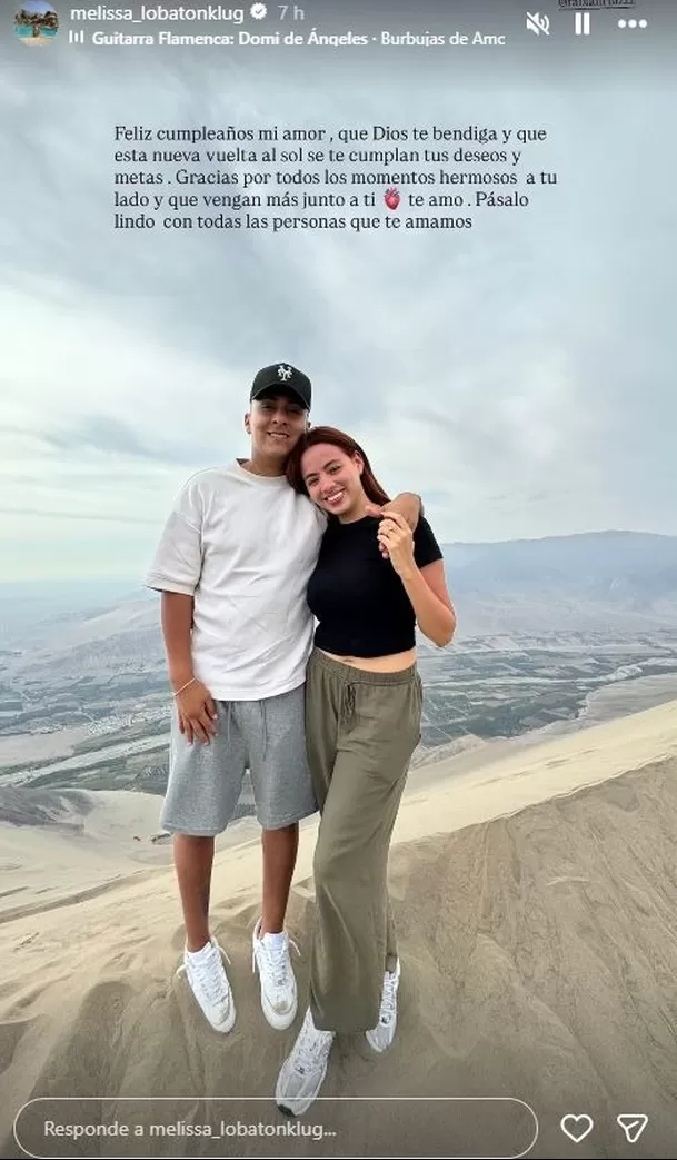  Melissa Lobatón sorprende a su pareja con romántico mensaje de cumpleaños / Instagram